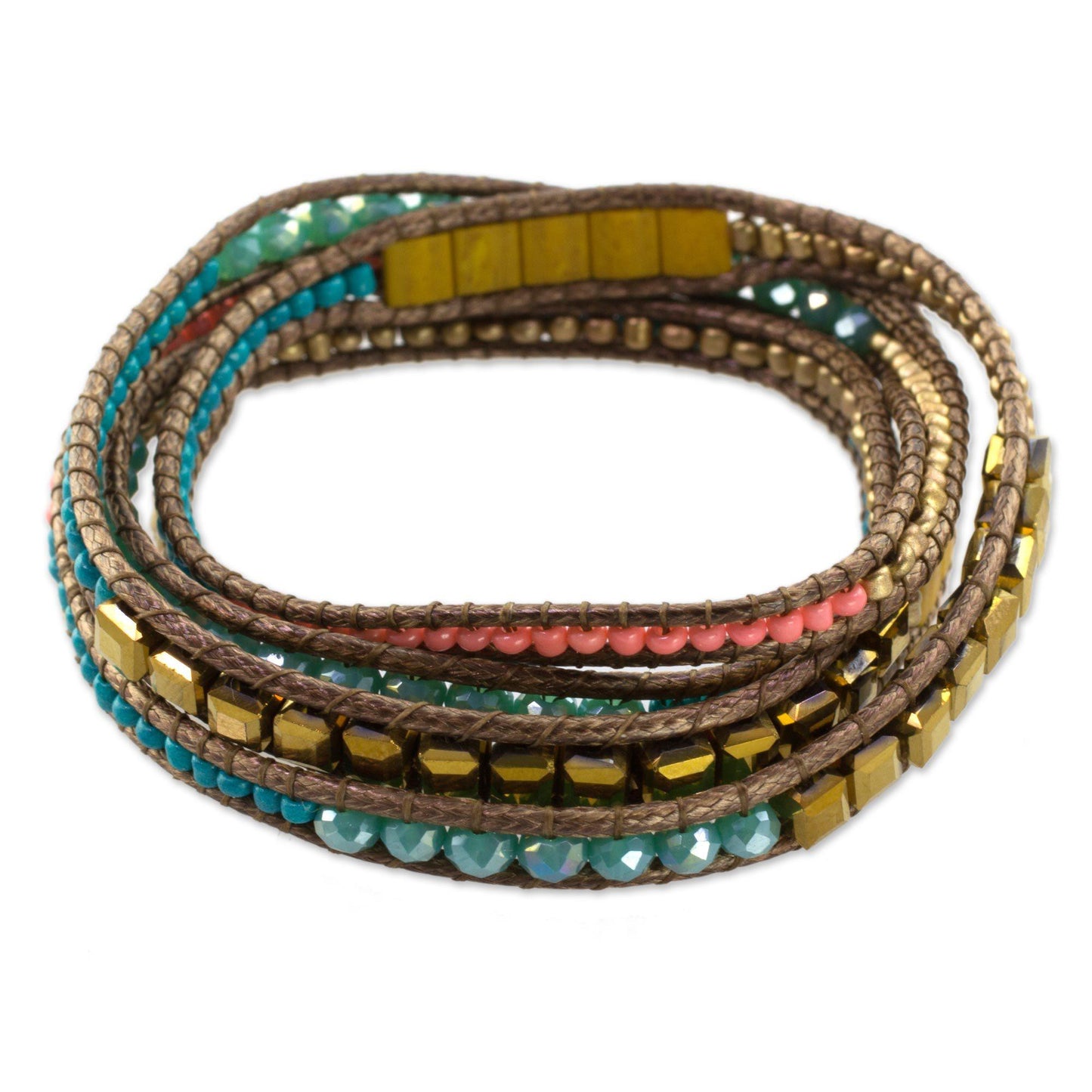 Multicolor Glass Beaded Wrap Bracelet