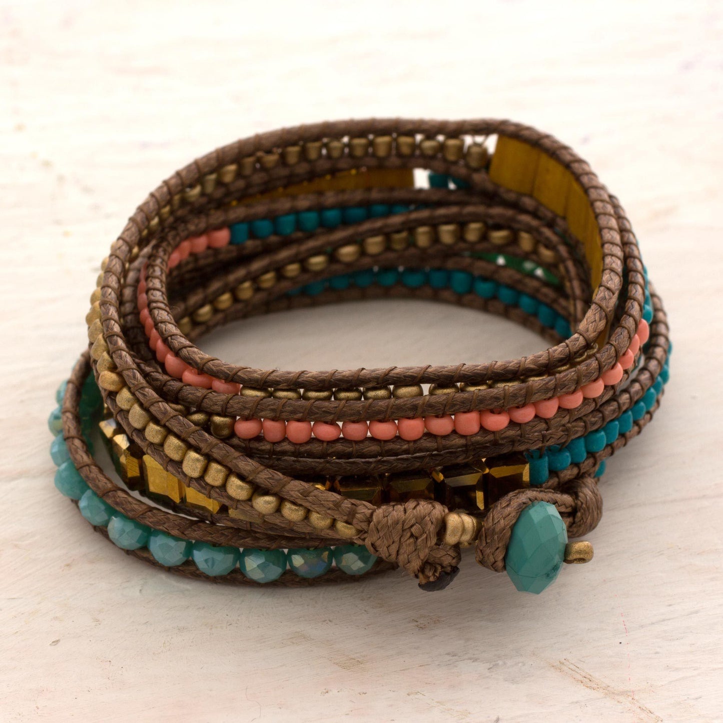 Multicolor Glass Beaded Wrap Bracelet