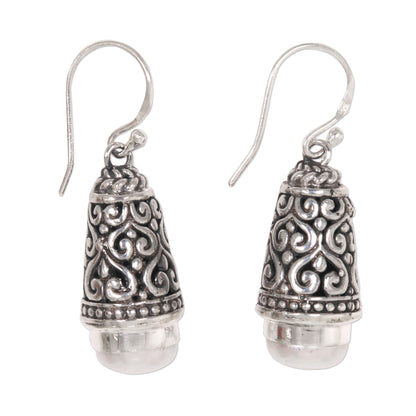 Bells of Bali Balinese Cultured Pearl Earrings in Sterling Silver