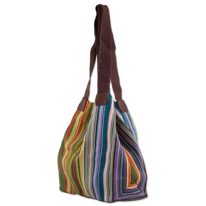 Earth and Sky 100% Cotton Hand Crafted Colorful Striped Tote Handbag