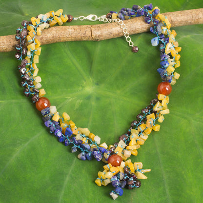 Morning Scent Multi-Gem Silver Plated Beaded Necklace