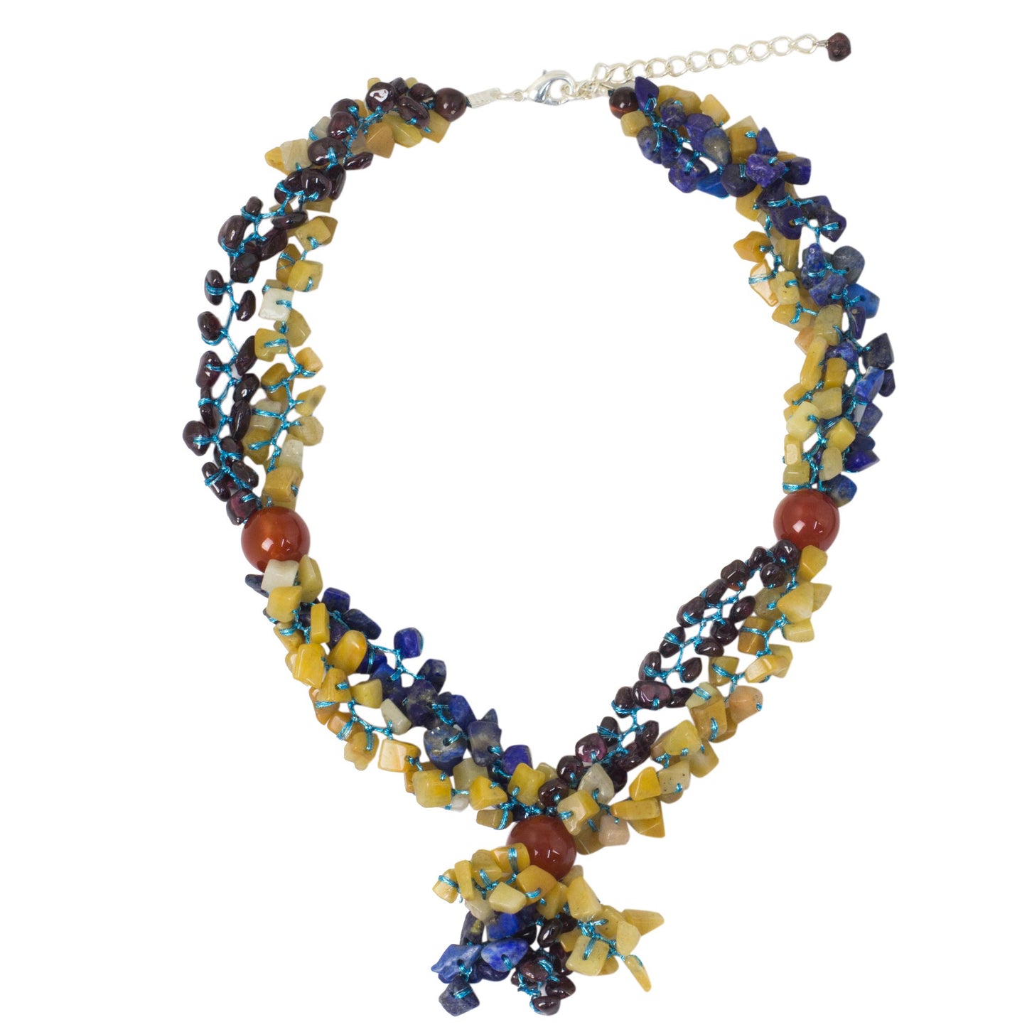 Morning Scent Multi-Gem Silver Plated Beaded Necklace