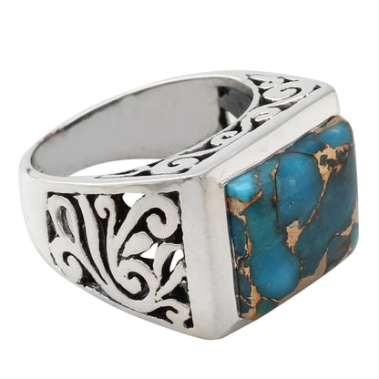 Fascination Hand Crafted Sterling Silver Composite Turquoise Ring