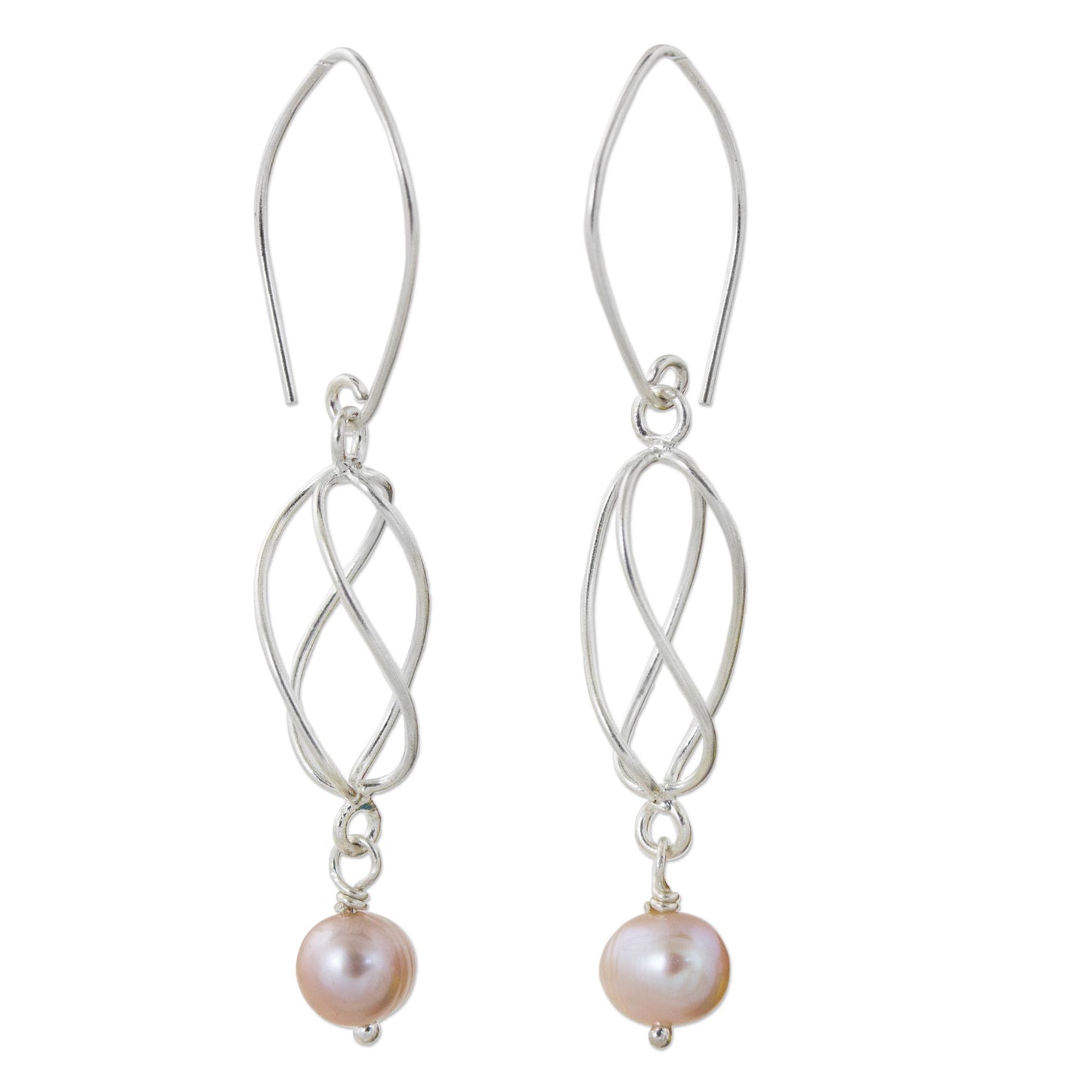 Soft Whisper in Pink Pink Cultured Pearl and Sterling Silver Dangle Earrings