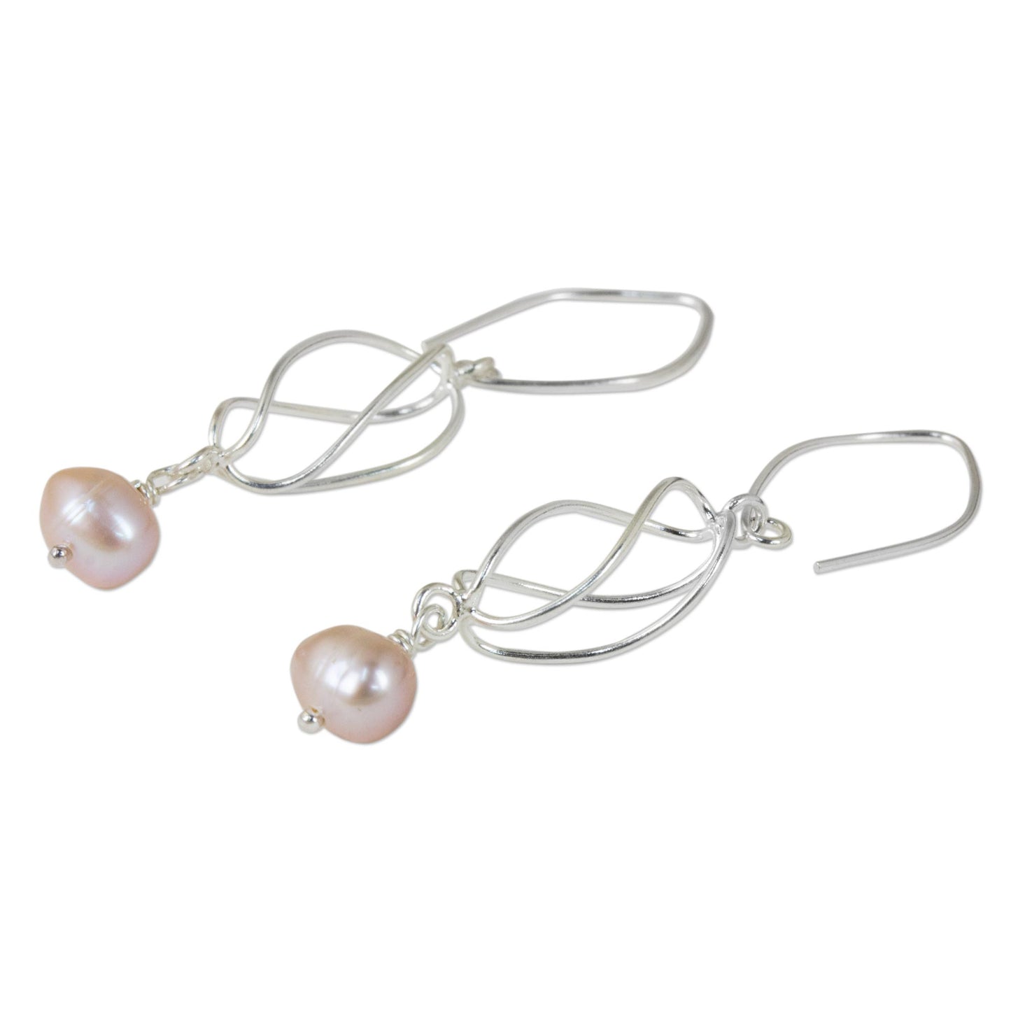 Soft Whisper in Pink Pink Cultured Pearl and Sterling Silver Dangle Earrings