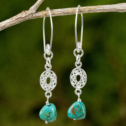 Mesmerize in Turquoise Hand Crafted Reconstituted Turquoise Dangle Earrings