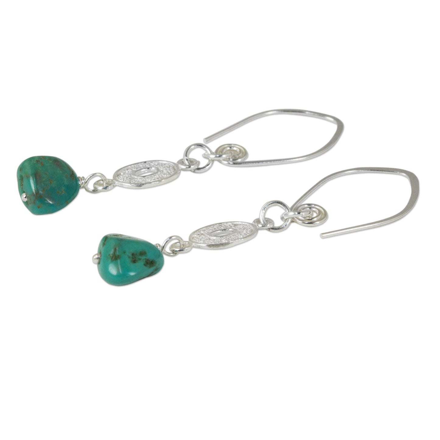 Mesmerize in Turquoise Hand Crafted Reconstituted Turquoise Dangle Earrings