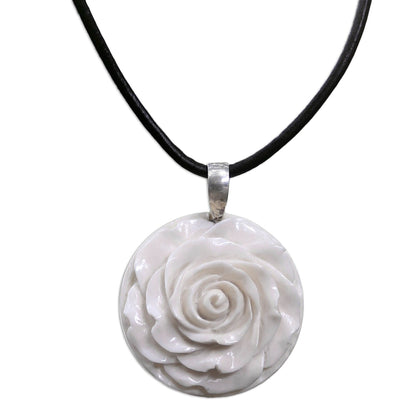 Glorious Rose Bone Pendant Necklace