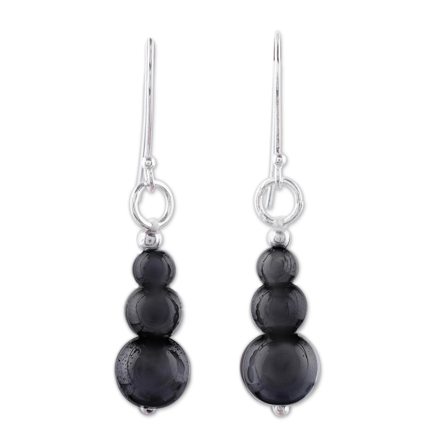 Mysteries of the Night Far Trade Hematite Earrings with Sterling Silver Hooks