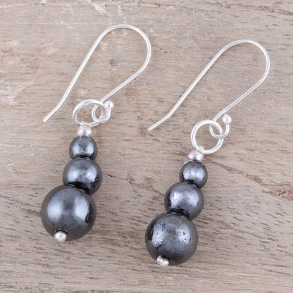 Mysteries of the Night Far Trade Hematite Earrings with Sterling Silver Hooks