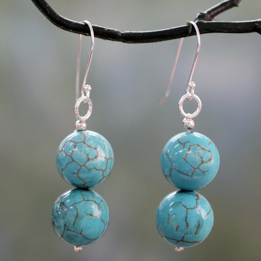 Azure Paths Handcrafted Indian Earrings with Reconstituted Turquoise