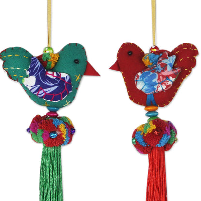 Happy Thai Doves Cotton ornaments