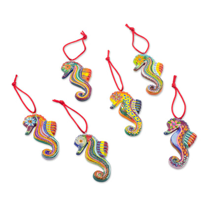 Seahorse Squardron Painted Ceramic Hanging Ornaments