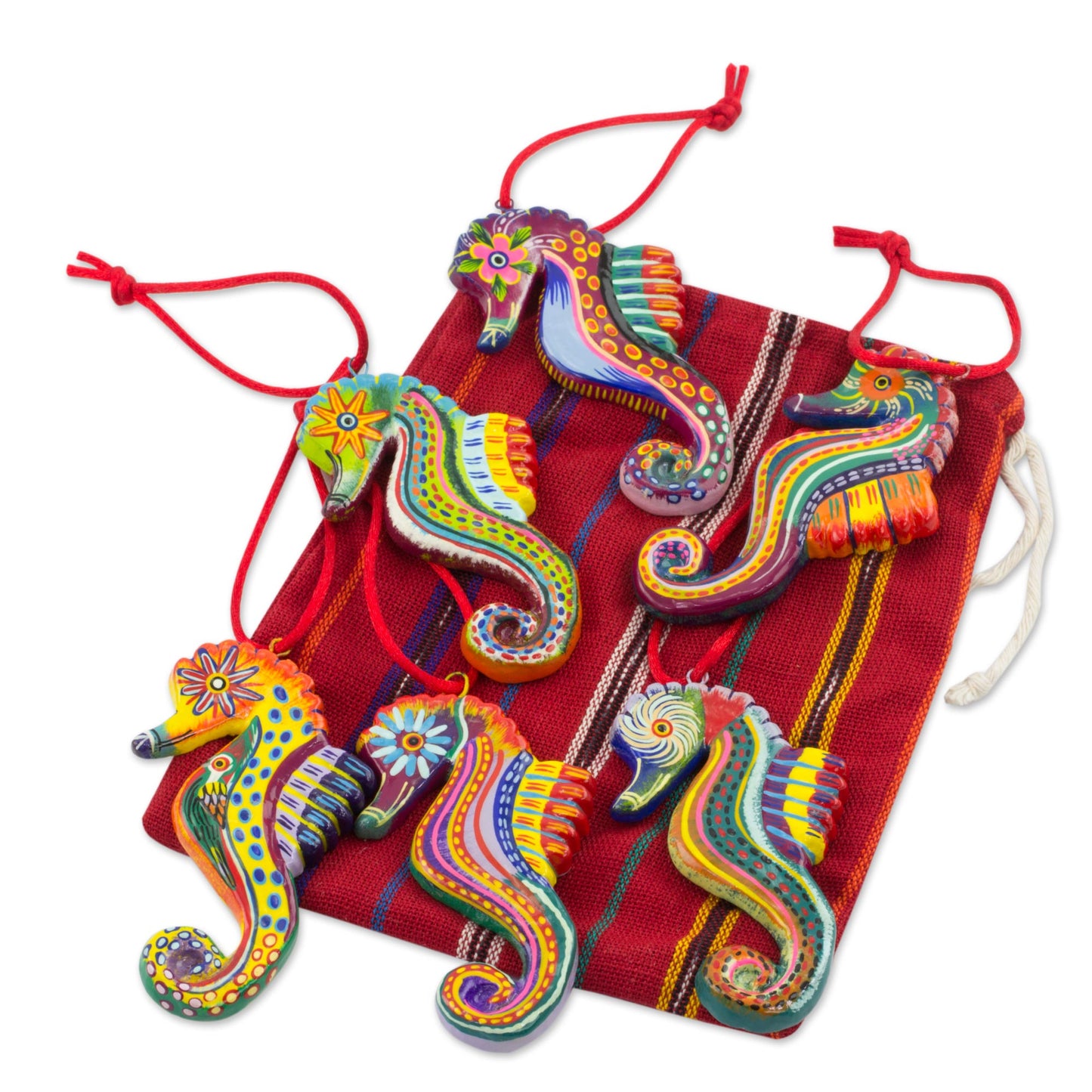 Seahorse Squardron Painted Ceramic Hanging Ornaments