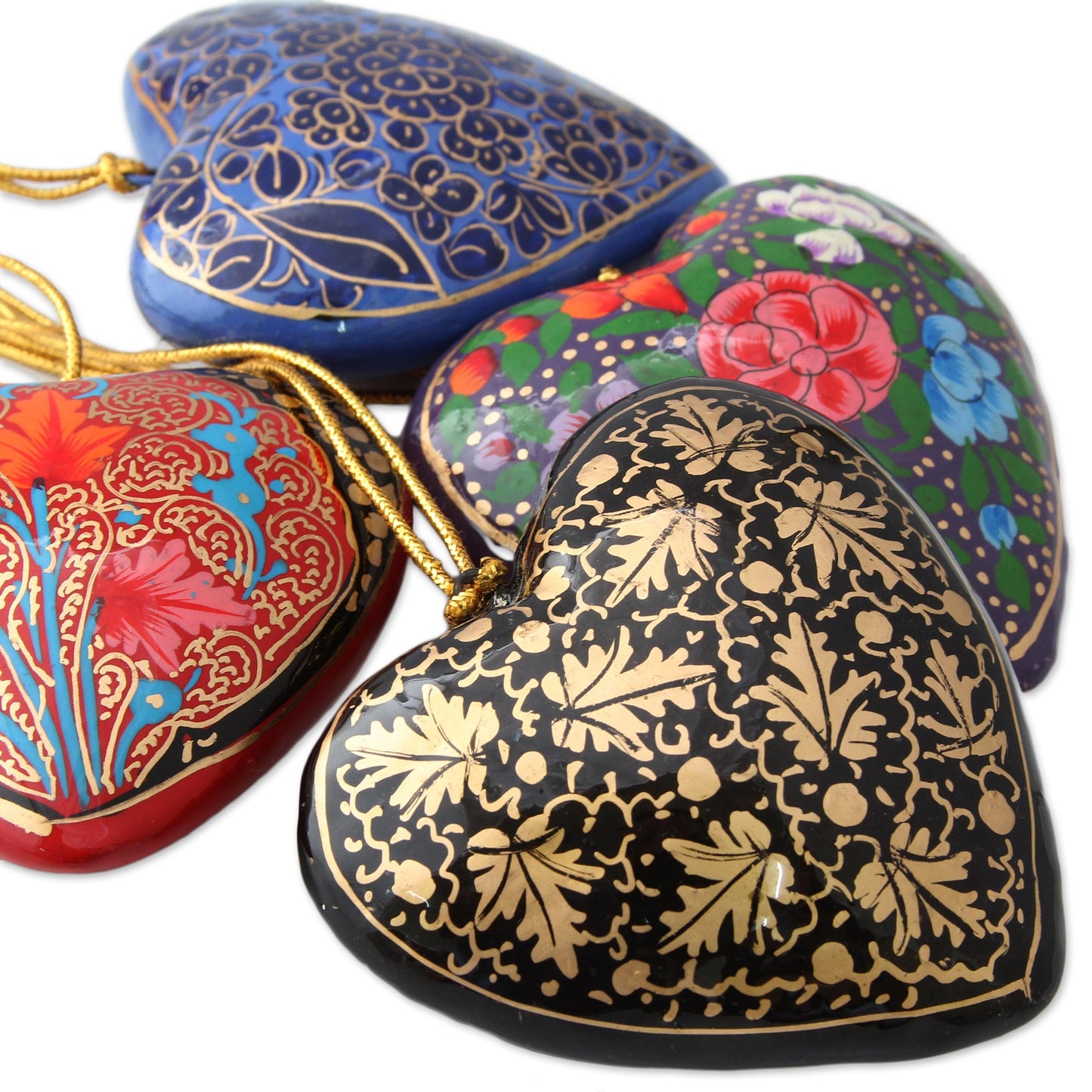 Season of Love Heart Shaped Papier Mache Ornaments