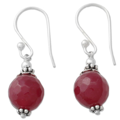 Red Agate & Sterling Silver Drop Earrings