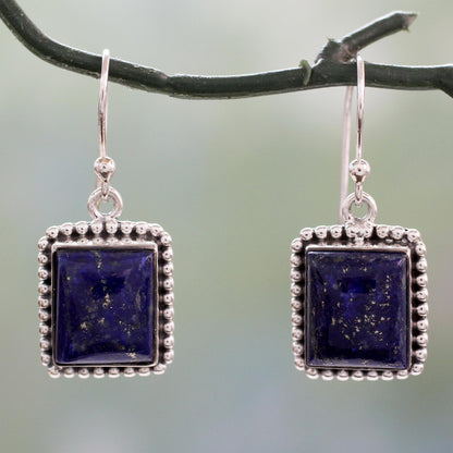 Good Will Spirit Sterling Silver Dangle Earrings from India with Lapis Lazuli