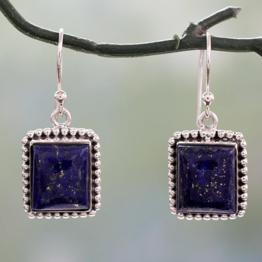 Good Will Spirit Sterling Silver Dangle Earrings from India with Lapis Lazuli