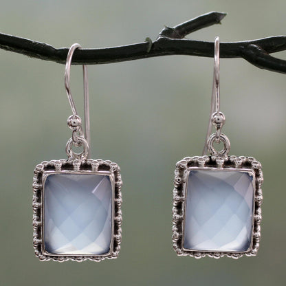 Good Will Spirit Sterling Silver Earrings from India with Blue Chalcedony