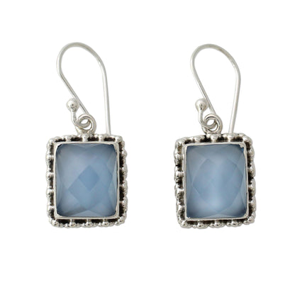 Good Will Spirit Sterling Silver Earrings from India with Blue Chalcedony