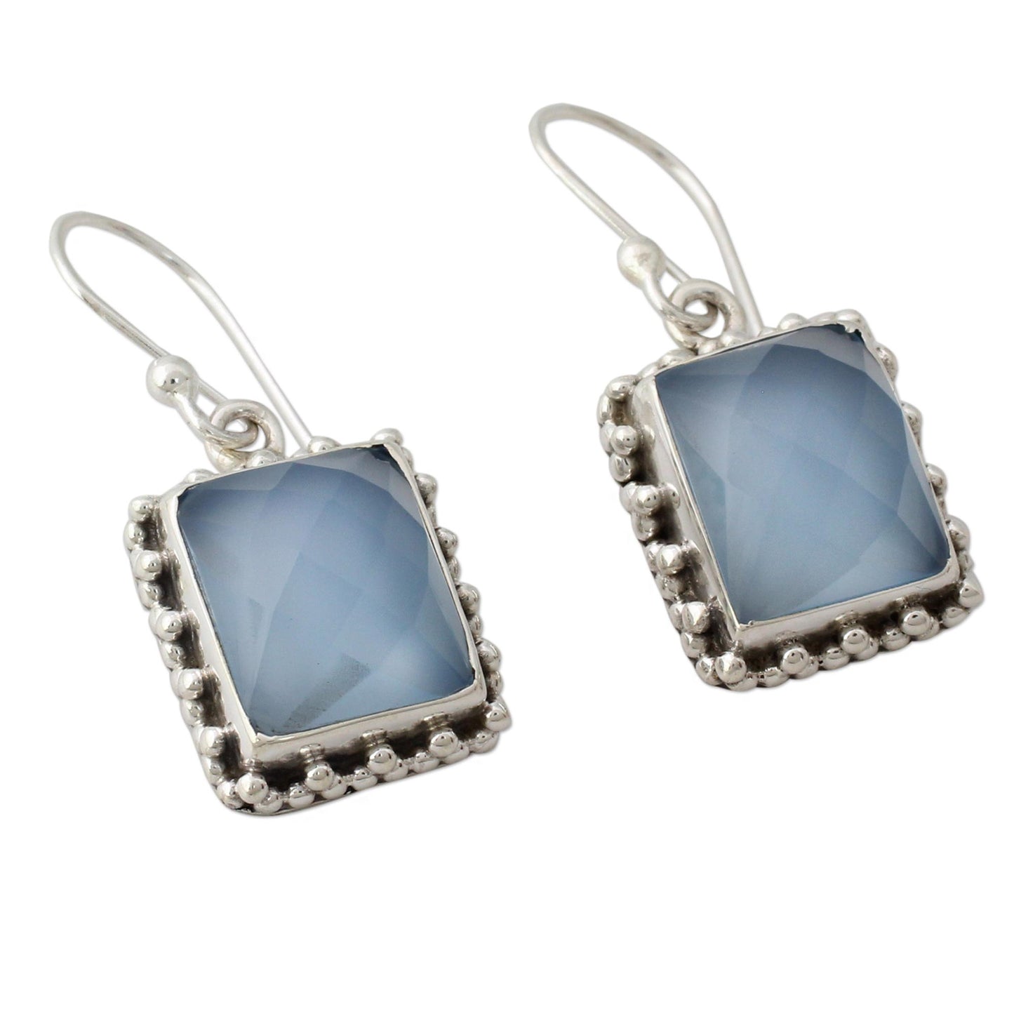 Good Will Spirit Sterling Silver Earrings from India with Blue Chalcedony