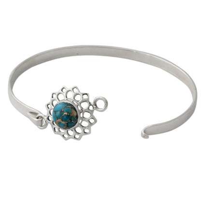 Star of Gujurat Handcrafted Silver Bangle Bracelet with Composite Turquoise