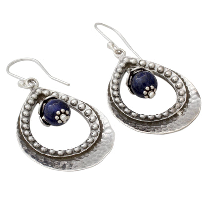 Jaipur Dazzle Lapis Lazuli in Indian 925 Sterling Silver Dangle Earrings