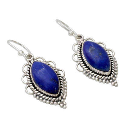 Indian Ocean Sterling Silver Earrings with Deep Blue Lapis Lazuli Gems