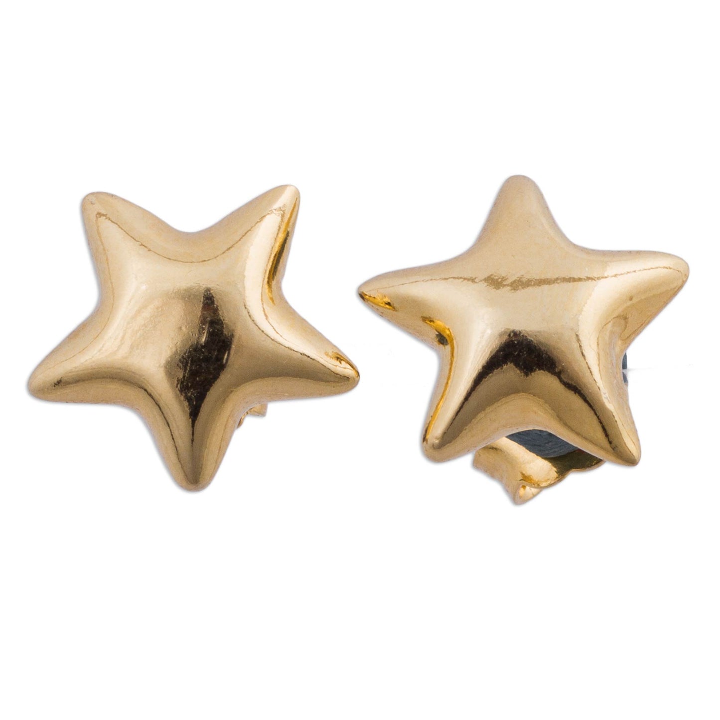 Shining Star Petite Sterling Silver Star Earrings Bathed in 18k Gold