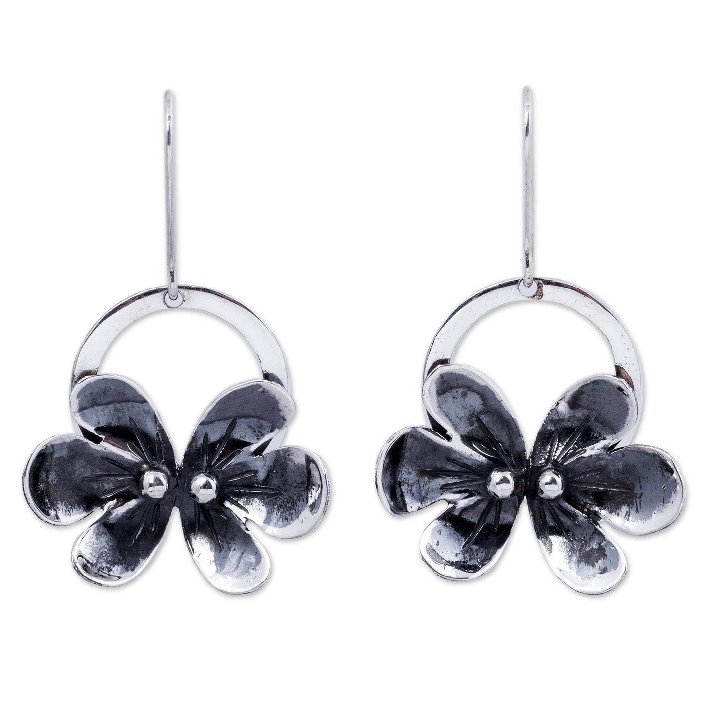 Forest Butterflies Sterling Silver Butterfly Earrings Artisan Flower Jewelry