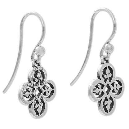 Suave Clovers Hand Made Sterling Silver Clover Dangle Earrings Mexico