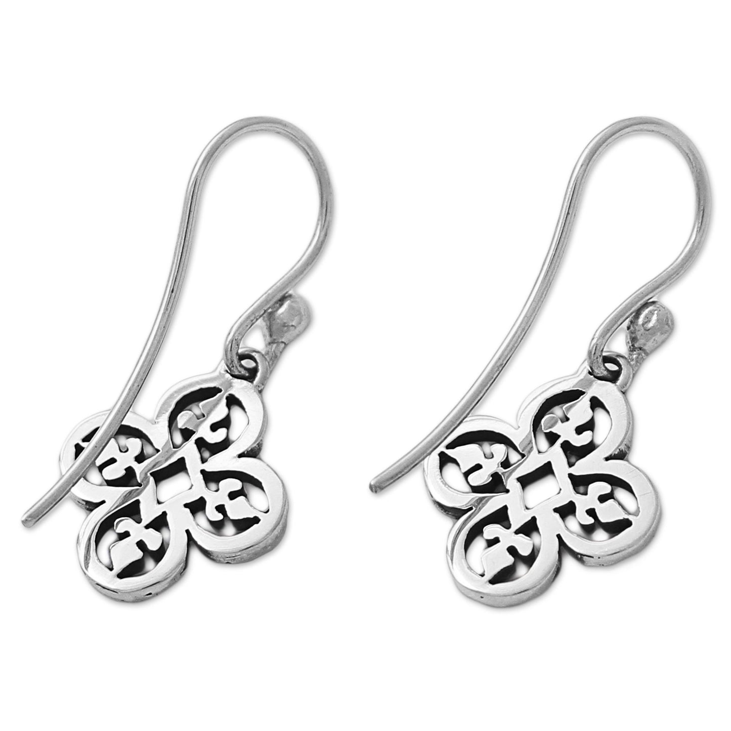 Suave Clovers Hand Made Sterling Silver Clover Dangle Earrings Mexico