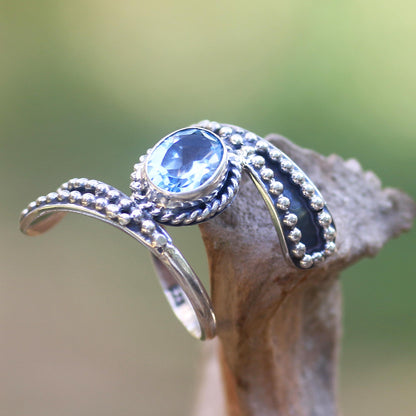 Blue Melodies Hand Made Blue Topaz Cocktail Ring from Indonesia