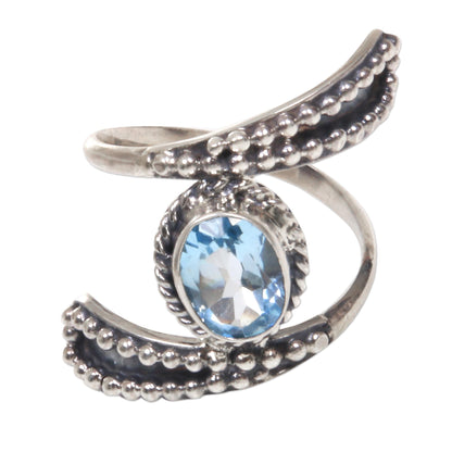 Blue Melodies Hand Made Blue Topaz Cocktail Ring from Indonesia