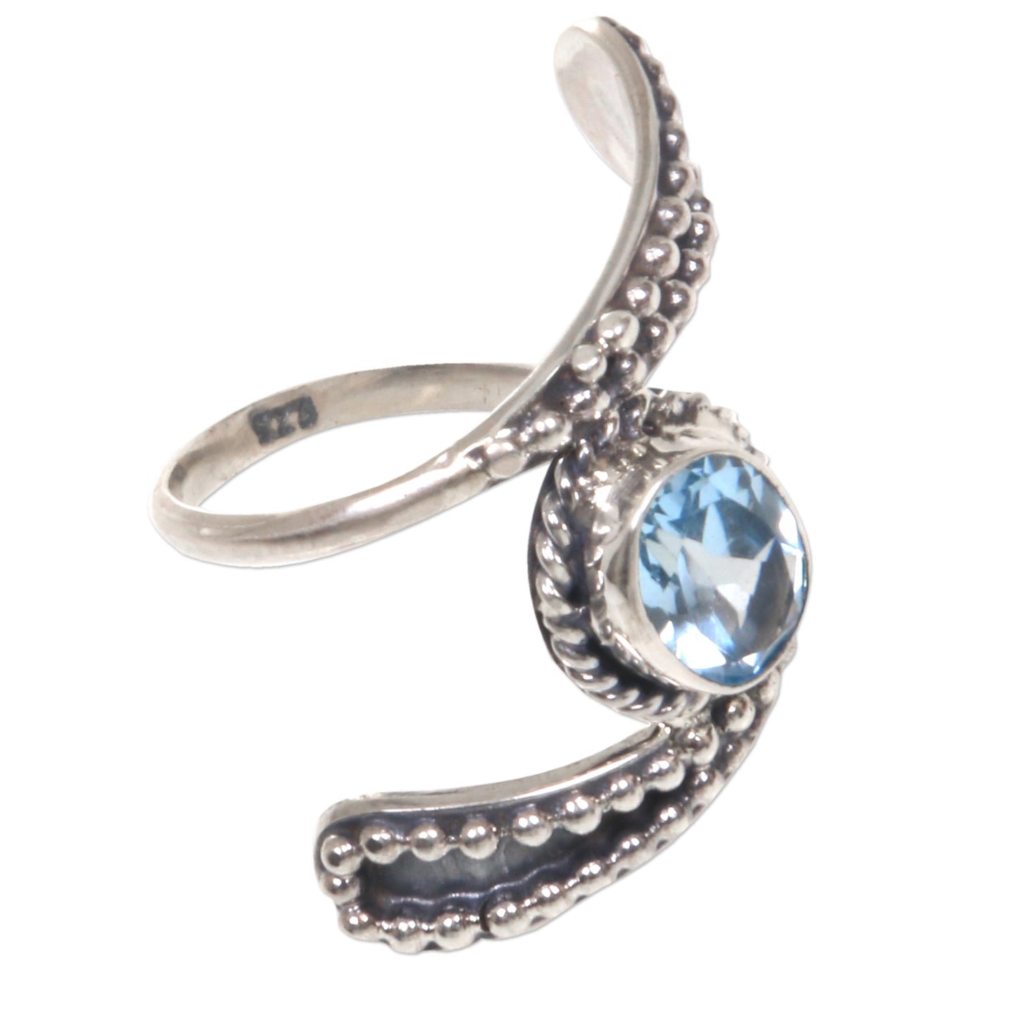 Blue Melodies Hand Made Blue Topaz Cocktail Ring from Indonesia