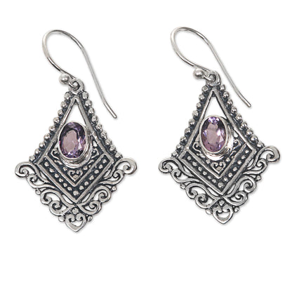 Shimmering Kite Artisan Crafted Amethyst and Sterling Silver Dangle Earrings