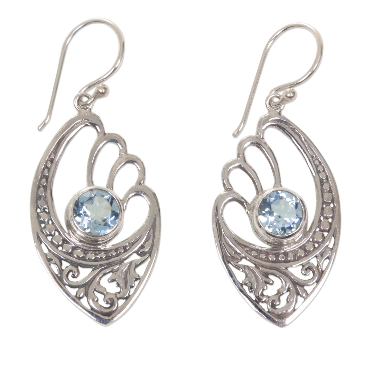 Blue Wings Handmade Blue Topaz and Sterling Silver Dangle Earrings