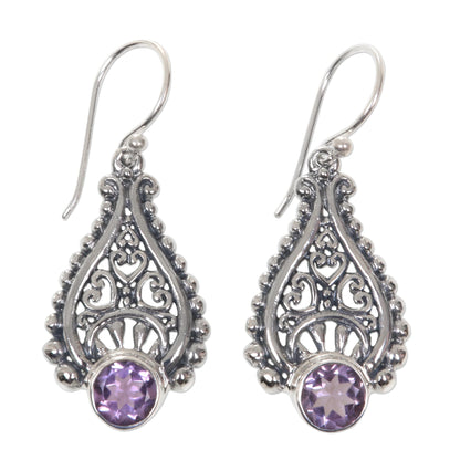 Tears of Happiness Lacy Amethyst Earrings Handcrafted with Sterling Silver