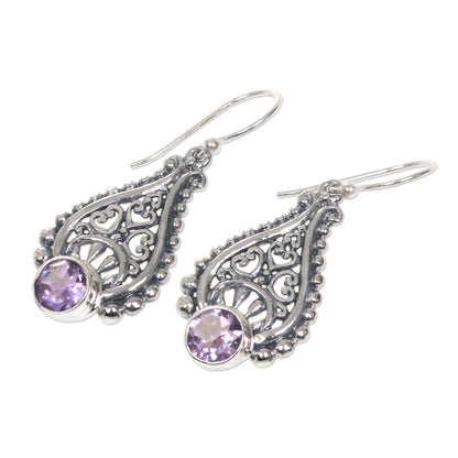 Tears of Happiness Lacy Amethyst Earrings Handcrafted with Sterling Silver