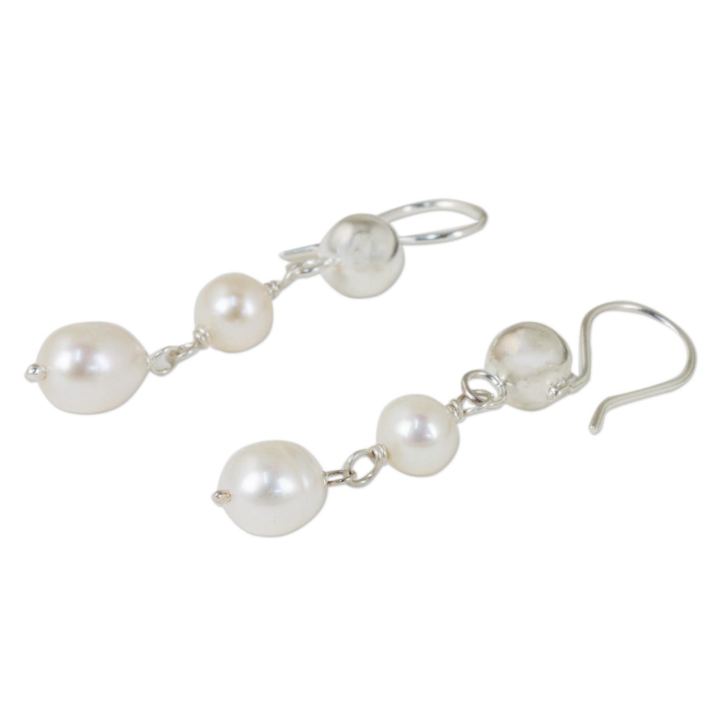 Pearl Cascade Artisan Crafted Sterling Silver and Cultured Pearl Earrings