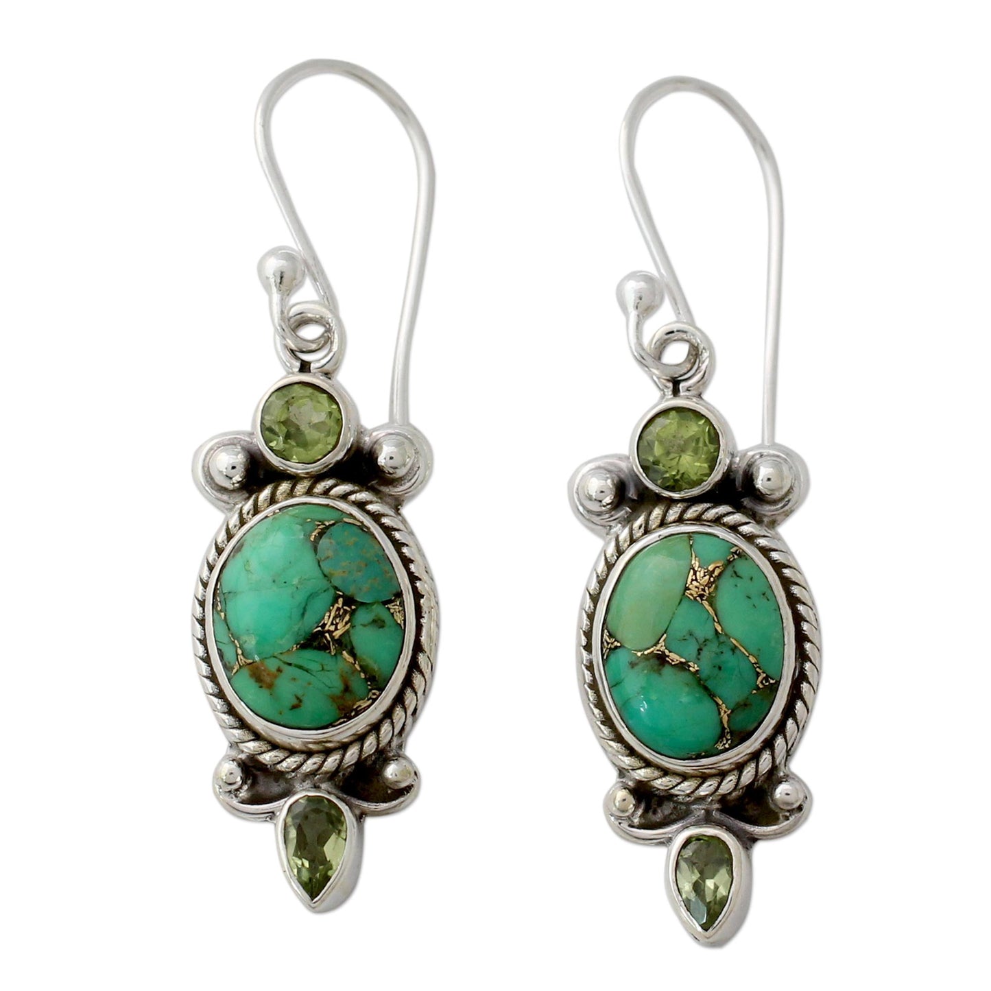 Resplendent in Green Turquoise & Silver Earrings