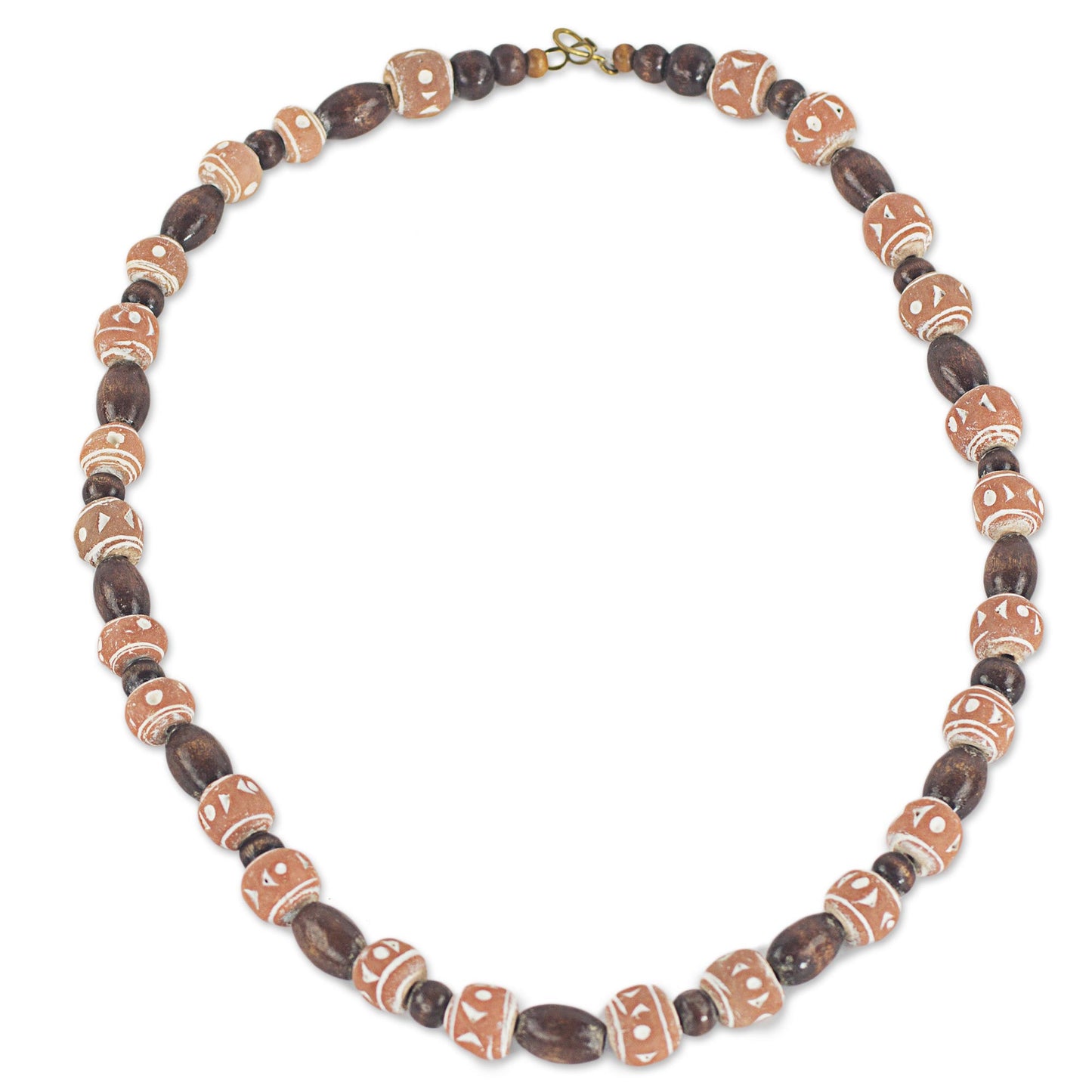 Oheneyire Hand Crafted Sese Wood and Terracotta Beaded Necklace