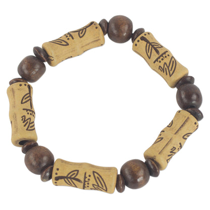 Chocolate Escape Artisan Crafted Sese Wood Recycled Plastic Stretch Bracelet