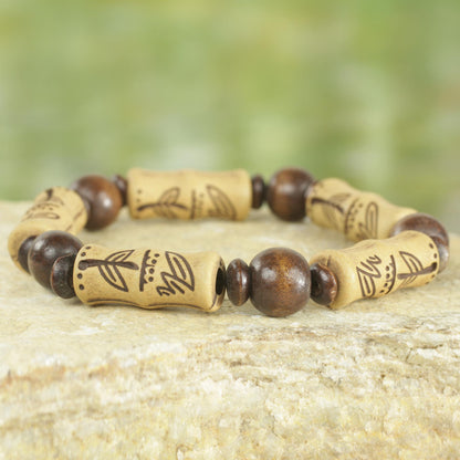 Chocolate Escape Artisan Crafted Sese Wood Recycled Plastic Stretch Bracelet