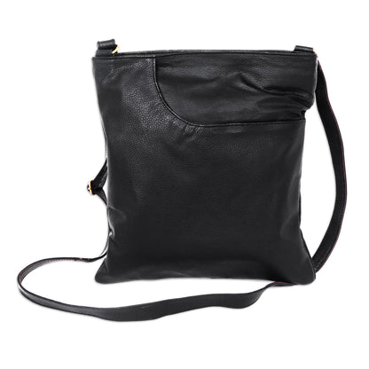 Reign of Jogja Versatile Black Leather Shoulder Bag with Multi Pockets