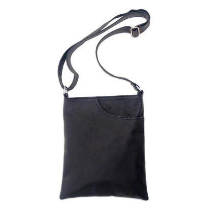 Reign of Jogja Versatile Black Leather Shoulder Bag with Multi Pockets