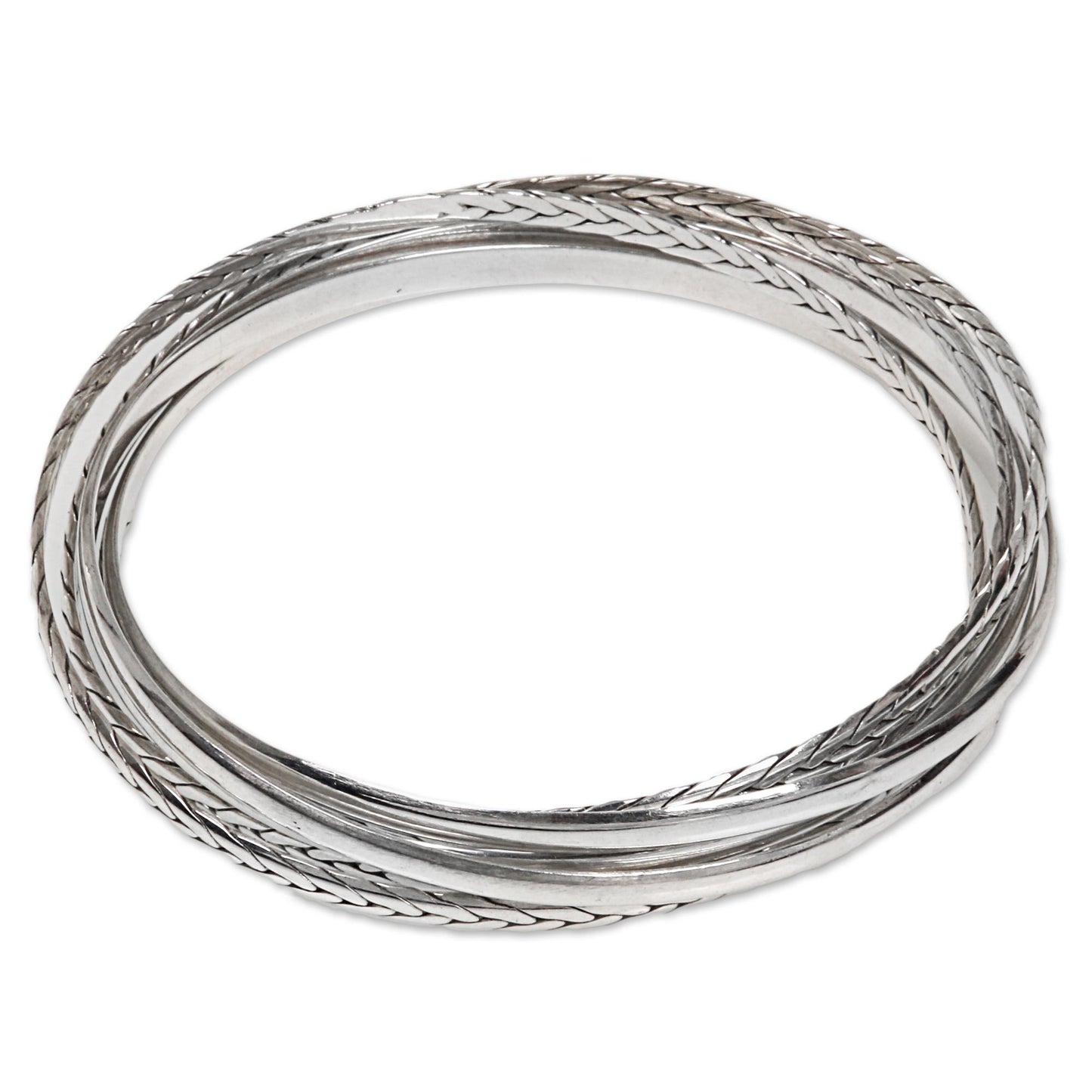 Entrancing Braid Silver Bangle Bracelet