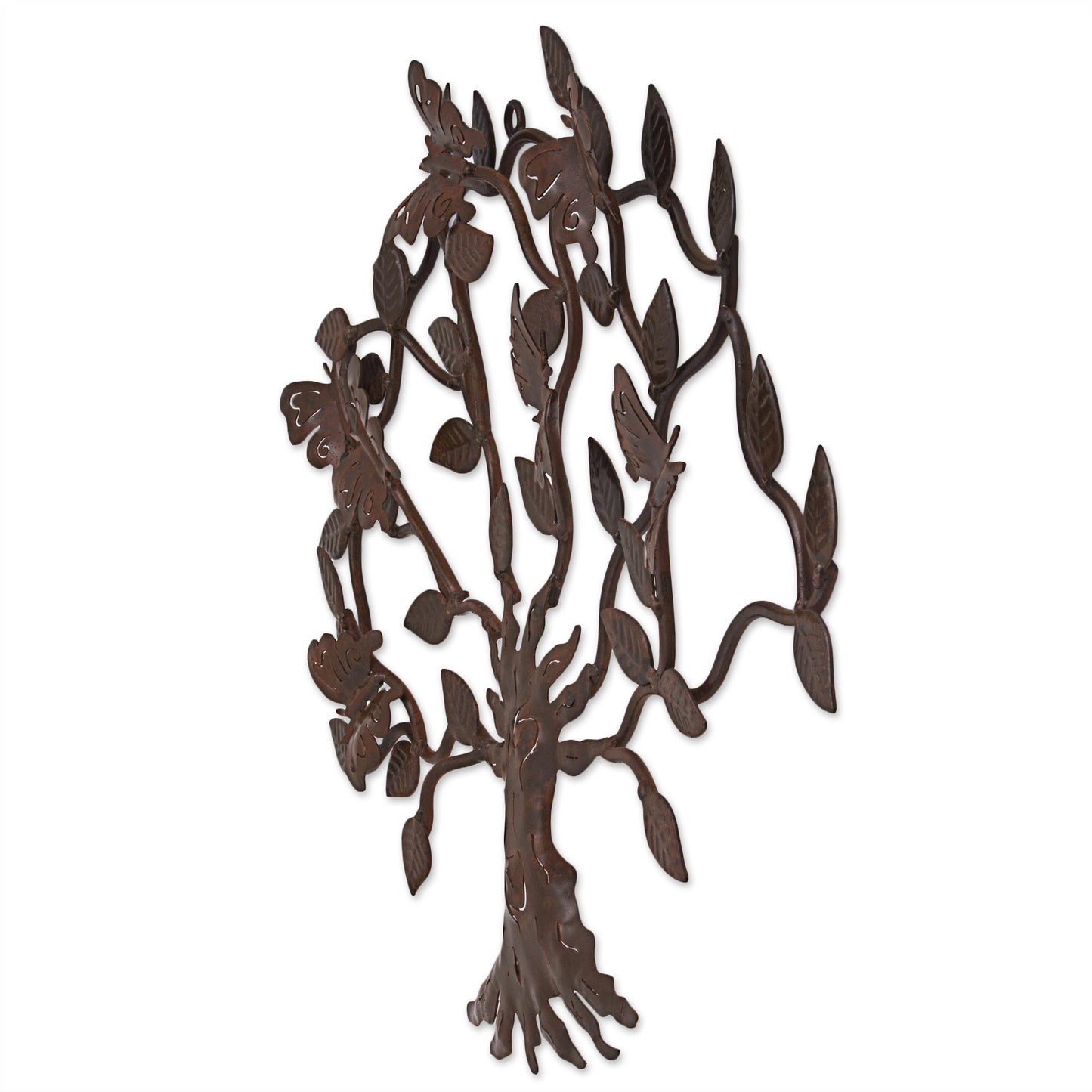 Butterfly Tree Artisan Crafted Iron Wall Decor with Butterfly Motif