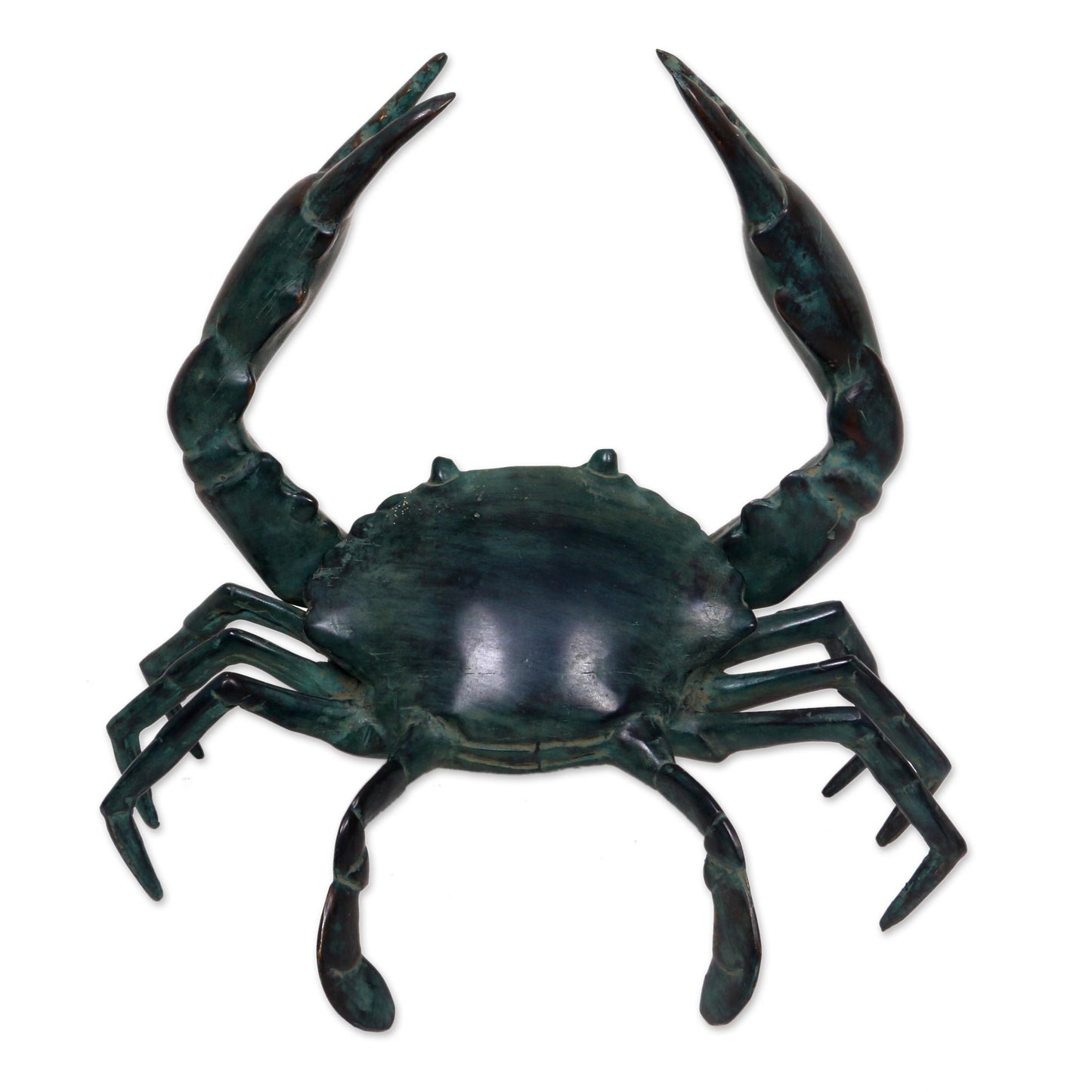 Sanur Crab Realistic Handcrafted Antiqued Bronze Crab Sculpture