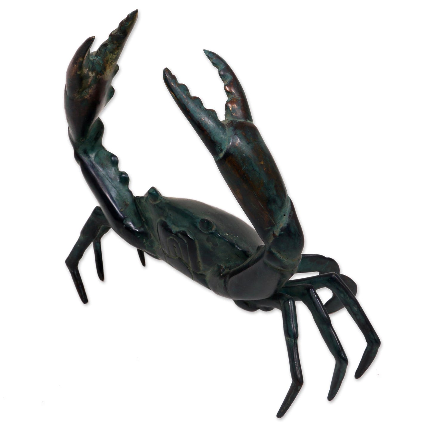 Sanur Crab Realistic Handcrafted Antiqued Bronze Crab Sculpture